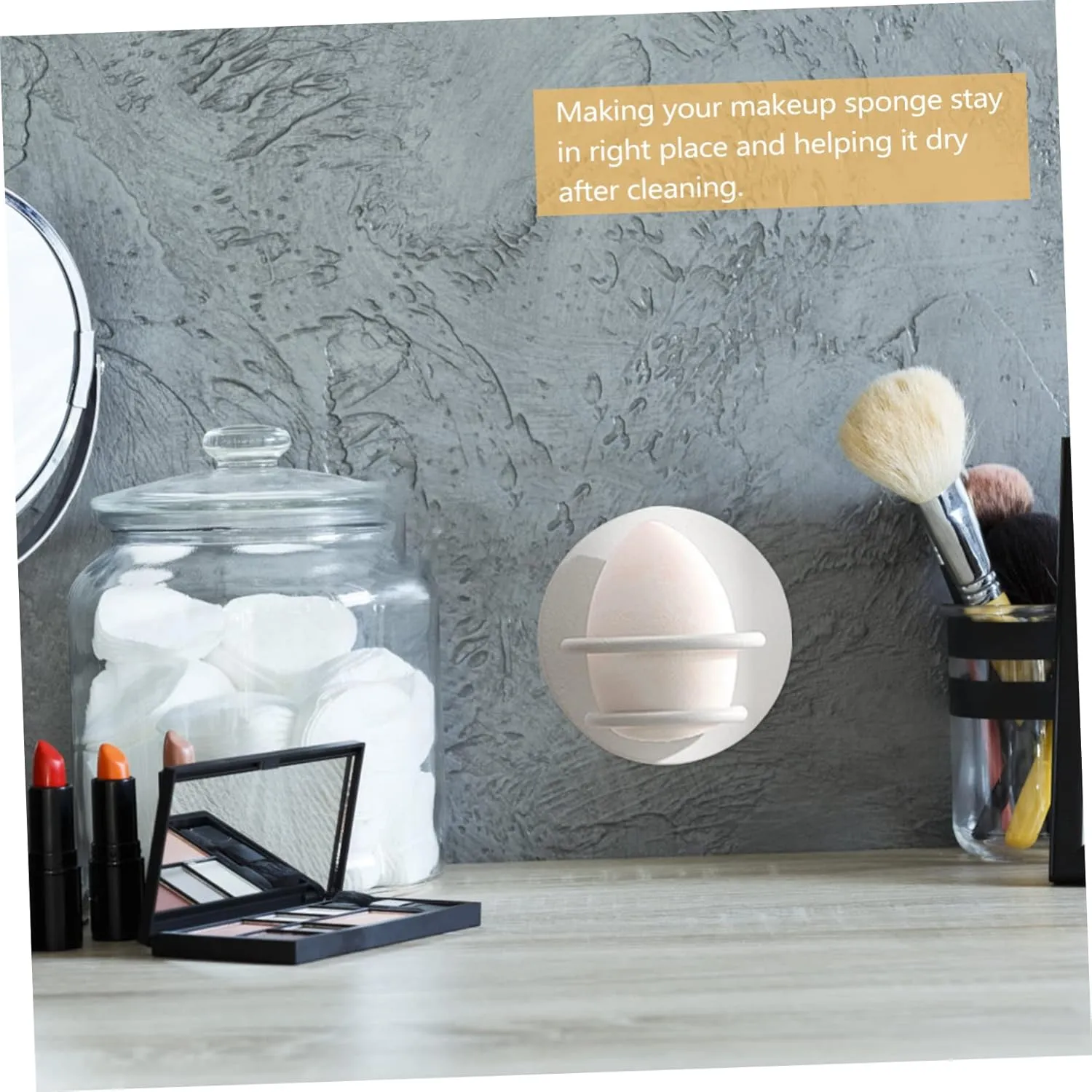 Mikinona Beauty Sponge Holder Stand Round Makeup Sponge Rack 2pcs Wall Mount Holders Powder Puff Organizer