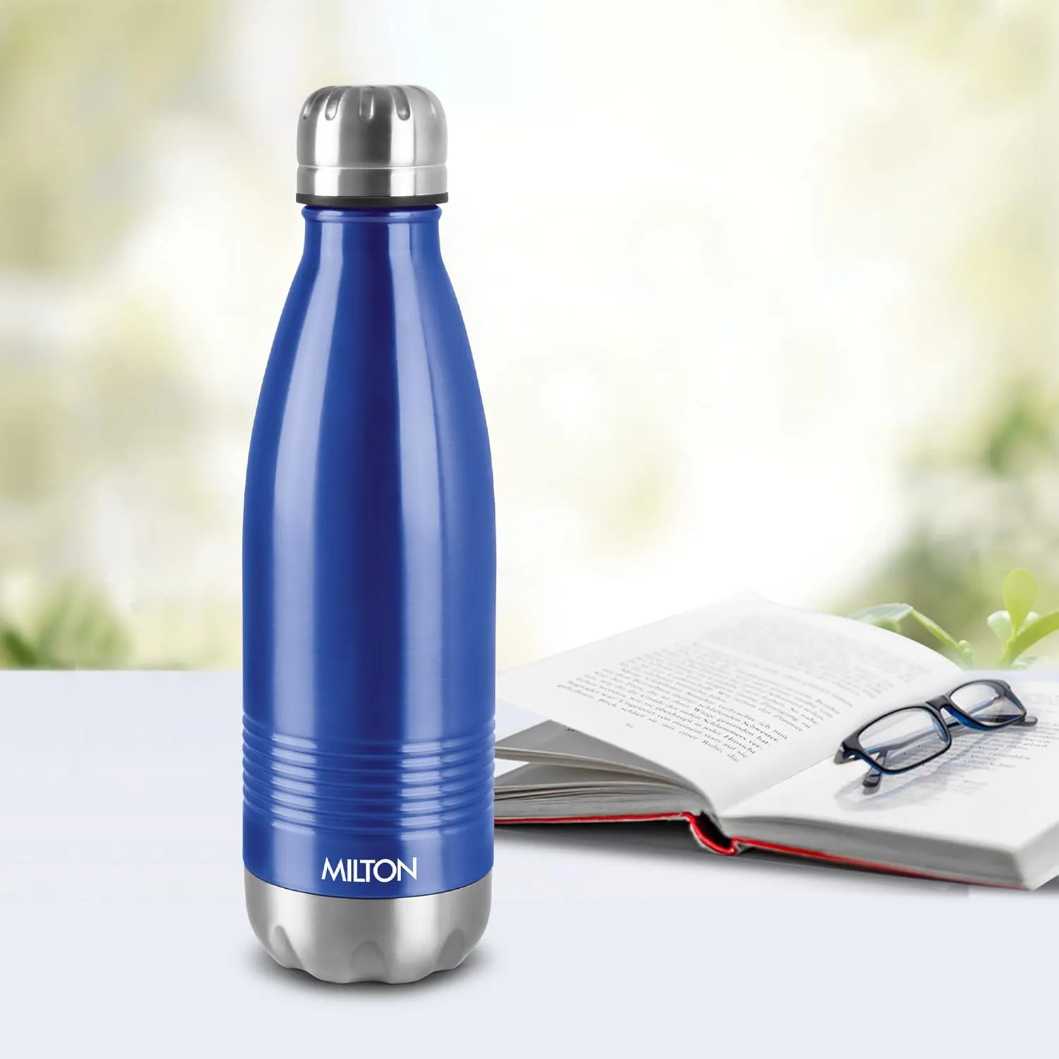 Milton Insulated Water Bottle 700 ml, (24 oz) Stainless Steel Double Walled Vacuum for 24 Hours Hot and Cold, Leakproof, BPA Free, Thermosteel Duo-DLX 750 Blue