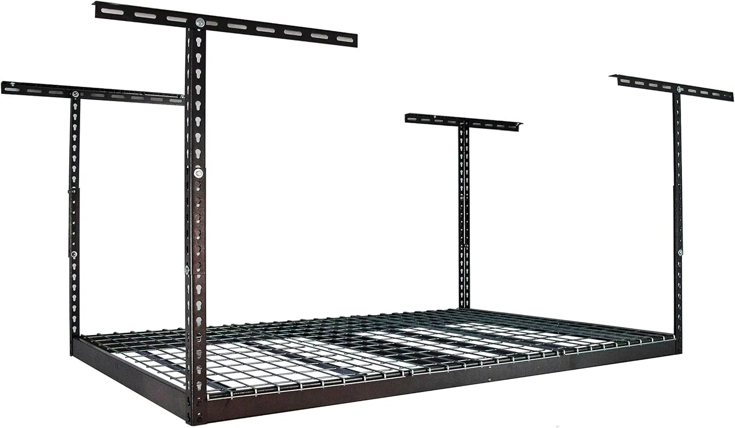 MonsterRax Overhead Garage Storage Racks 4x6 (2-Pack) Ceiling Mounted Shelving, Adjustable Hanging Storage Organizer, Heavy Duty Steel, Holds 500 Pounds, Hammertone, Adjusts 12"-21” off Ceiling