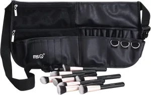 MSQ Makeup Brush Bag with Belt Multi Pocket Foldable Apron Pack Cosmetic Brush Pouch Holder Organizer with Adjustable Artist Belt Strap Best for Artist/Fashion Stylist(without brush)