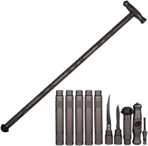 Multi-Purpose Tactical Trekking Pole, 5-Part Assembly, Modular Design with Built-in Tools（TXGKS55-005）