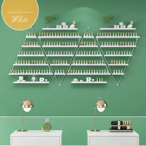 Nail Polish Racks for The Wall, Metal Wall-Mounted Nail Polish Storage Racks 5 Tiers Triangular Display Rack, Multifunctional Hanging Salon/Beauty/Nail Shop Organizer, 8 Piece Set