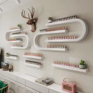 Nail Polish Wall Rack, Metal Wall Mounted Shelves, Nail Polish Holder, U-Shaped Perfume Storage Display Rack, Nail Polish Organizer Wall, Hanging Salon Beauty Nail Shop Organizer Holder(White,8-Piece
