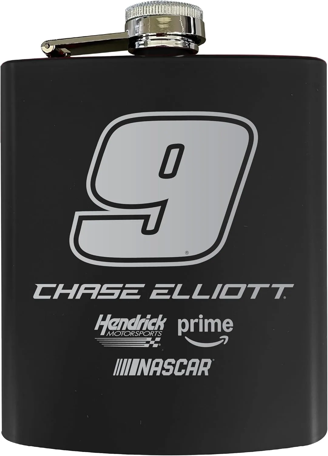 Nascar #9 Chase Elliott 7 oz Stainless Steel Flask with Matte Finish (Black)