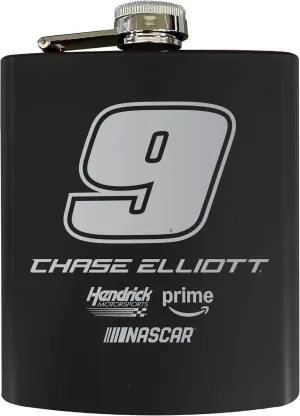 Nascar #9 Chase Elliott 7 oz Stainless Steel Flask with Matte Finish (Black)