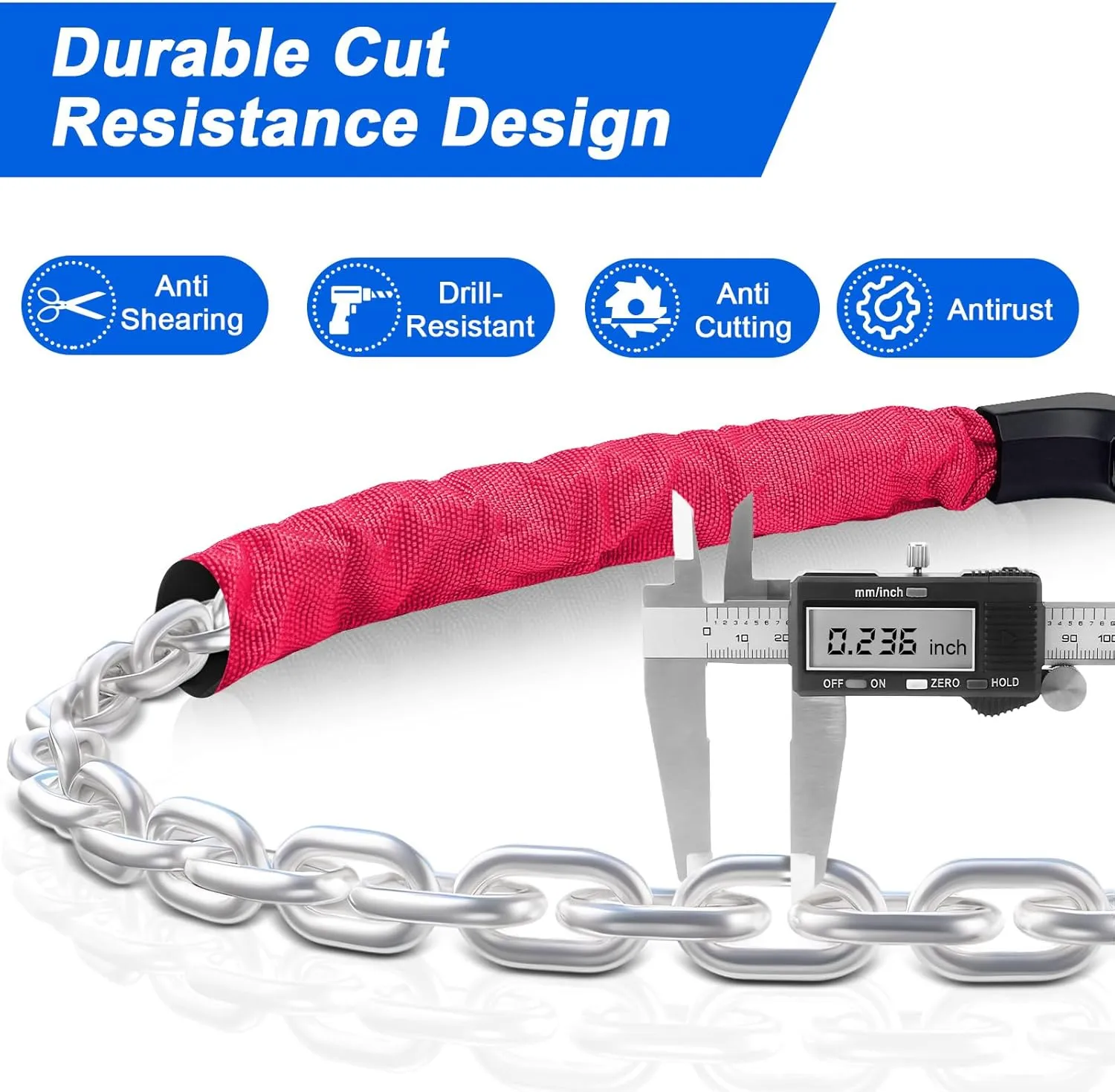 NDakter Upgrade Bike Lock, Bike Chain Lock with 2 Ways to Unlock, 4 Digit Combination Heavy Duty Anti-Theft 3.2/4.28 Ft Bicycle Lock with 2 Keys, High Security Scooter Locks for Ebike, Escooter, Door