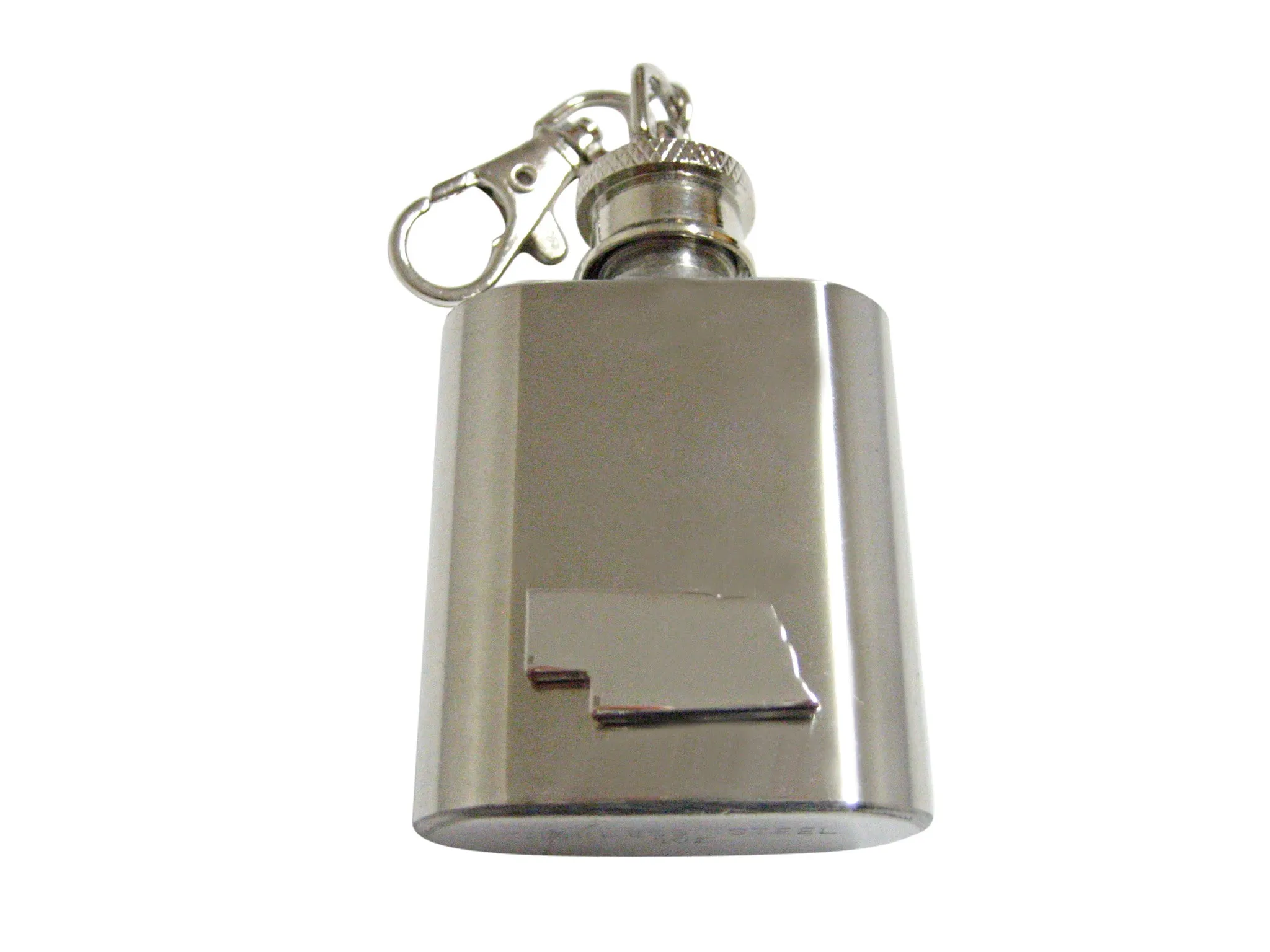 Nebraska State Map Shape 1 Oz. Stainless Steel Key Chain Flask