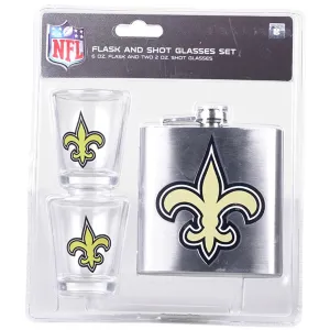 New Orleans Saints Flask and Shot Glass Set