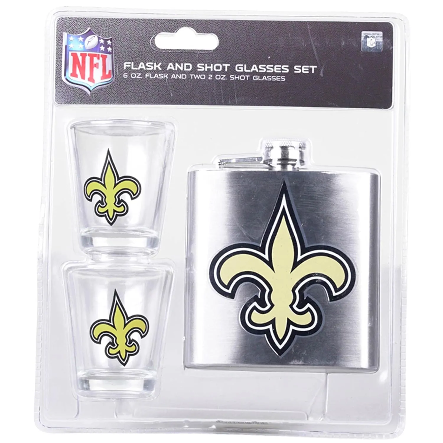 New Orleans Saints Flask and Shot Glass Set