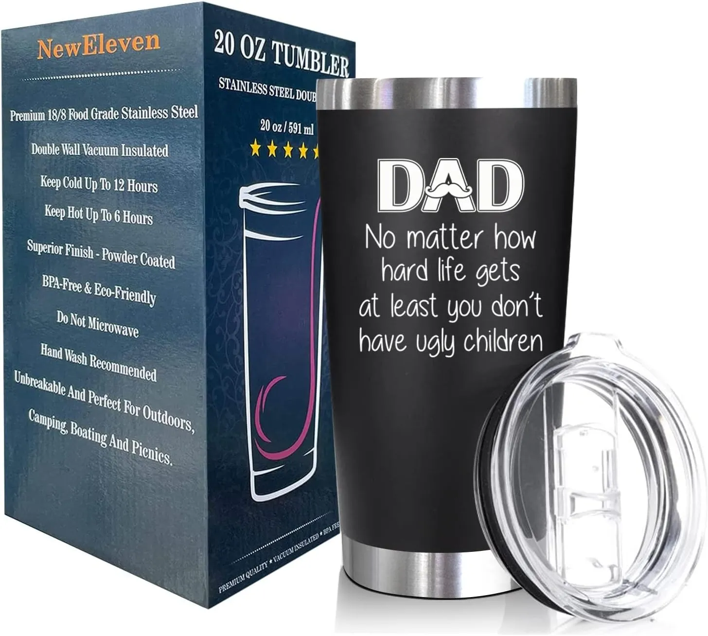NewEleven 20 Oz Tumbler - Christmas Gifts for Dad from Kids