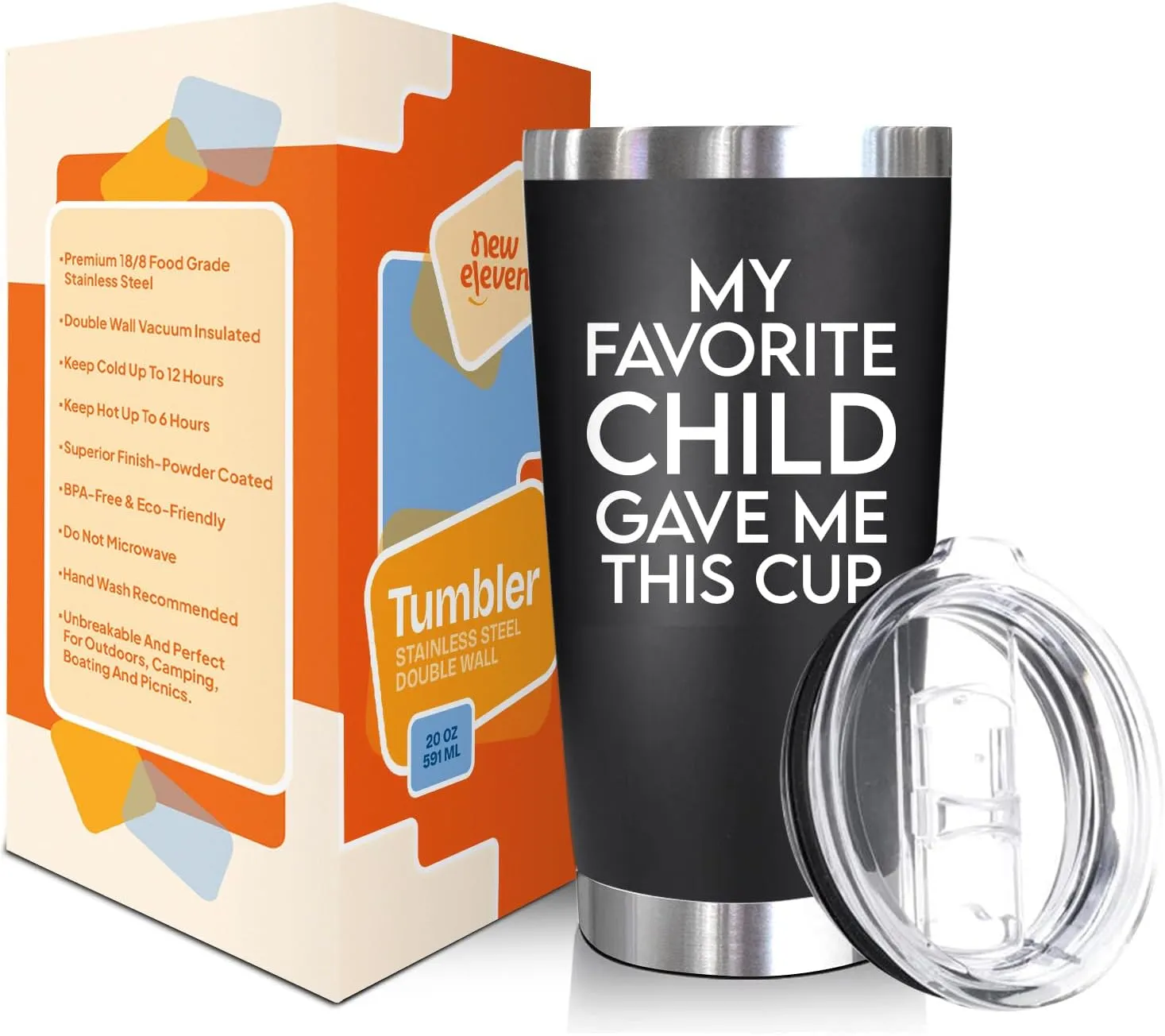 NewEleven Fathers Day Gift For Dad - Birthday Gifts For Dad From Kids - Husband Gift - Birthday Present Ideas For Father, Husband, New Papa, Bonus Father From Daughter, Son - 20 Oz Tumbler