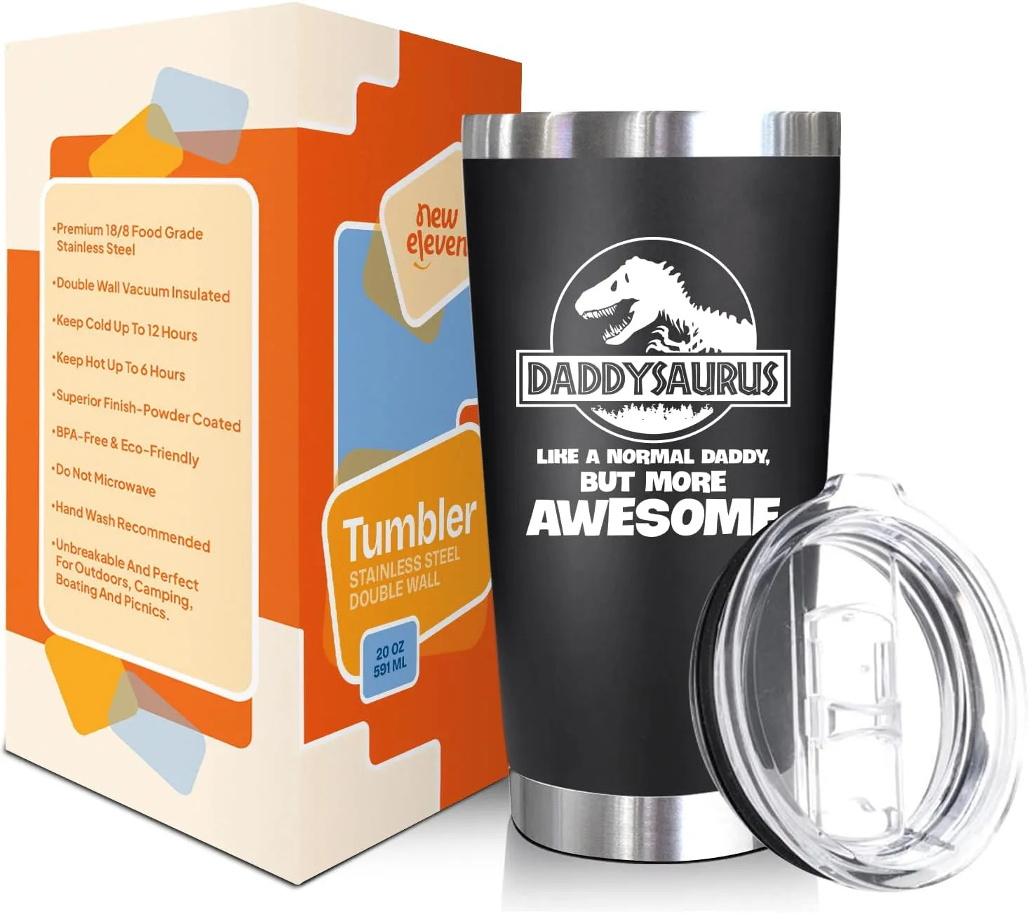 NewEleven Fathers Day Gift For Dad From Daughter, Son, Kids - Birthday Gift For Dad, Husband, Men - Best Present Idea For Father, Husband, Bonus Father From Daughter, Son, Wife - 20 Oz Tumbler