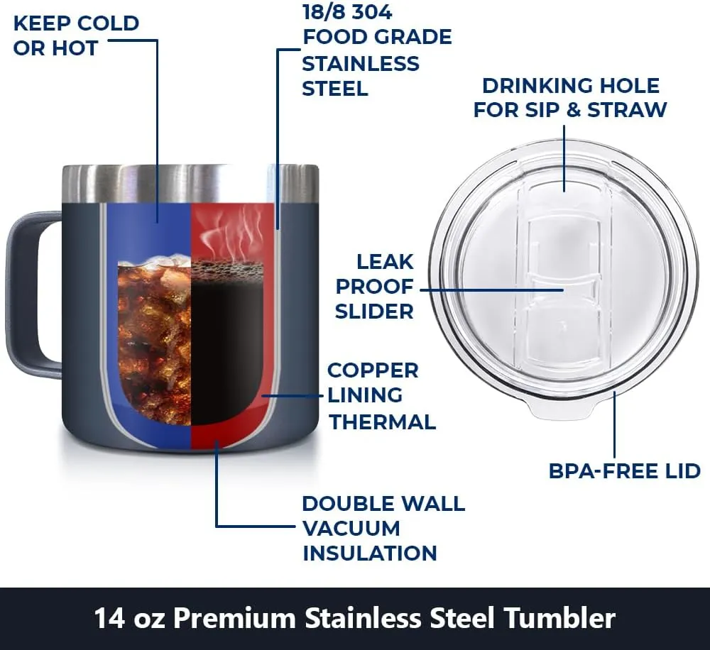 NewEleven Fathers Day Gift For Dad, Men - Funny Birthday Gifts For Father, Husband - Gifts For Father, New Dad, Bonus Papa, Husband, Uncle From Daughter, Son Mug with Lid - 14 Oz Tumbler