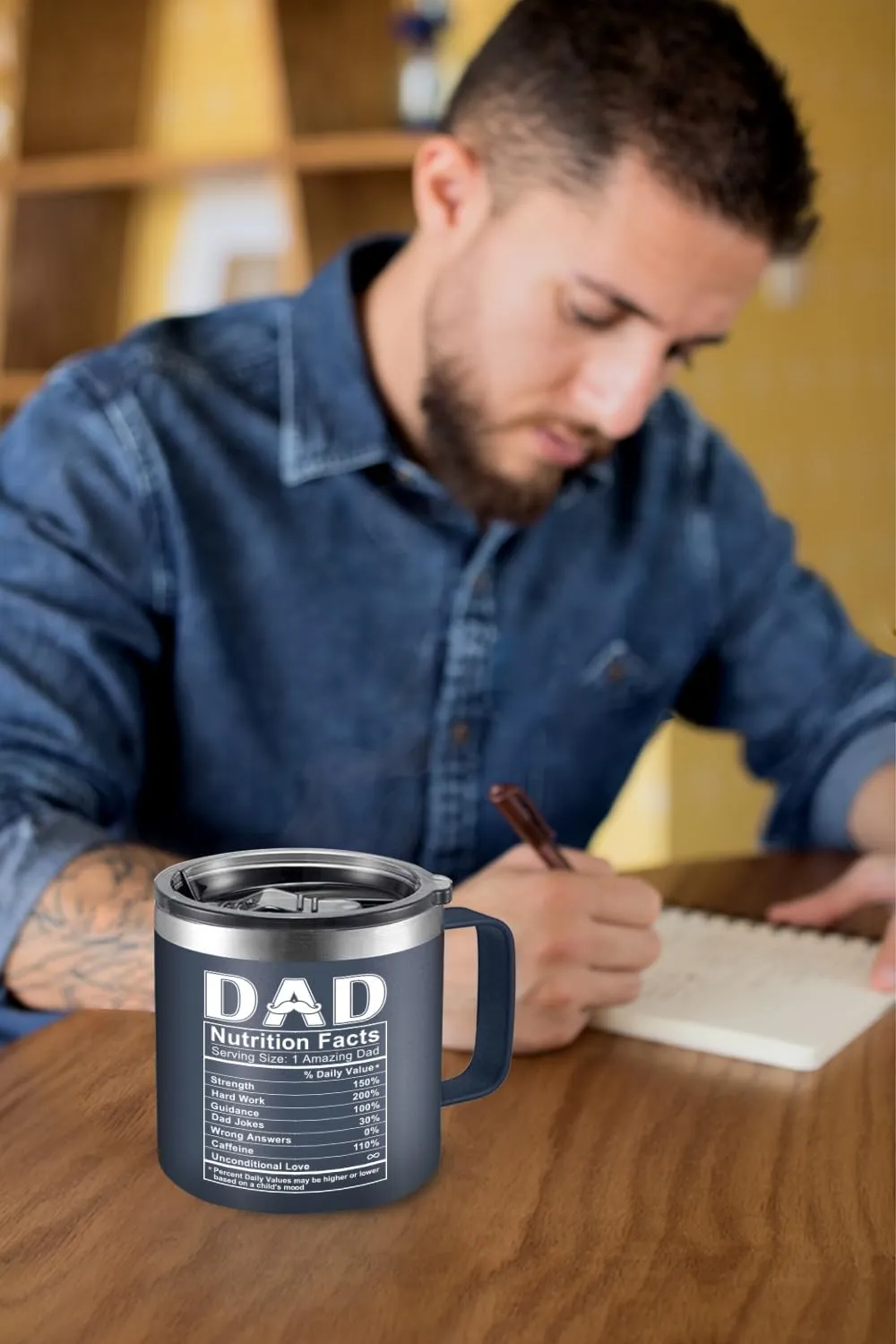 NewEleven Fathers Day Gift For Dad, Men - Funny Birthday Gifts For Father, Husband - Gifts For Father, New Dad, Bonus Papa, Husband, Uncle From Daughter, Son Mug with Lid - 14 Oz Tumbler