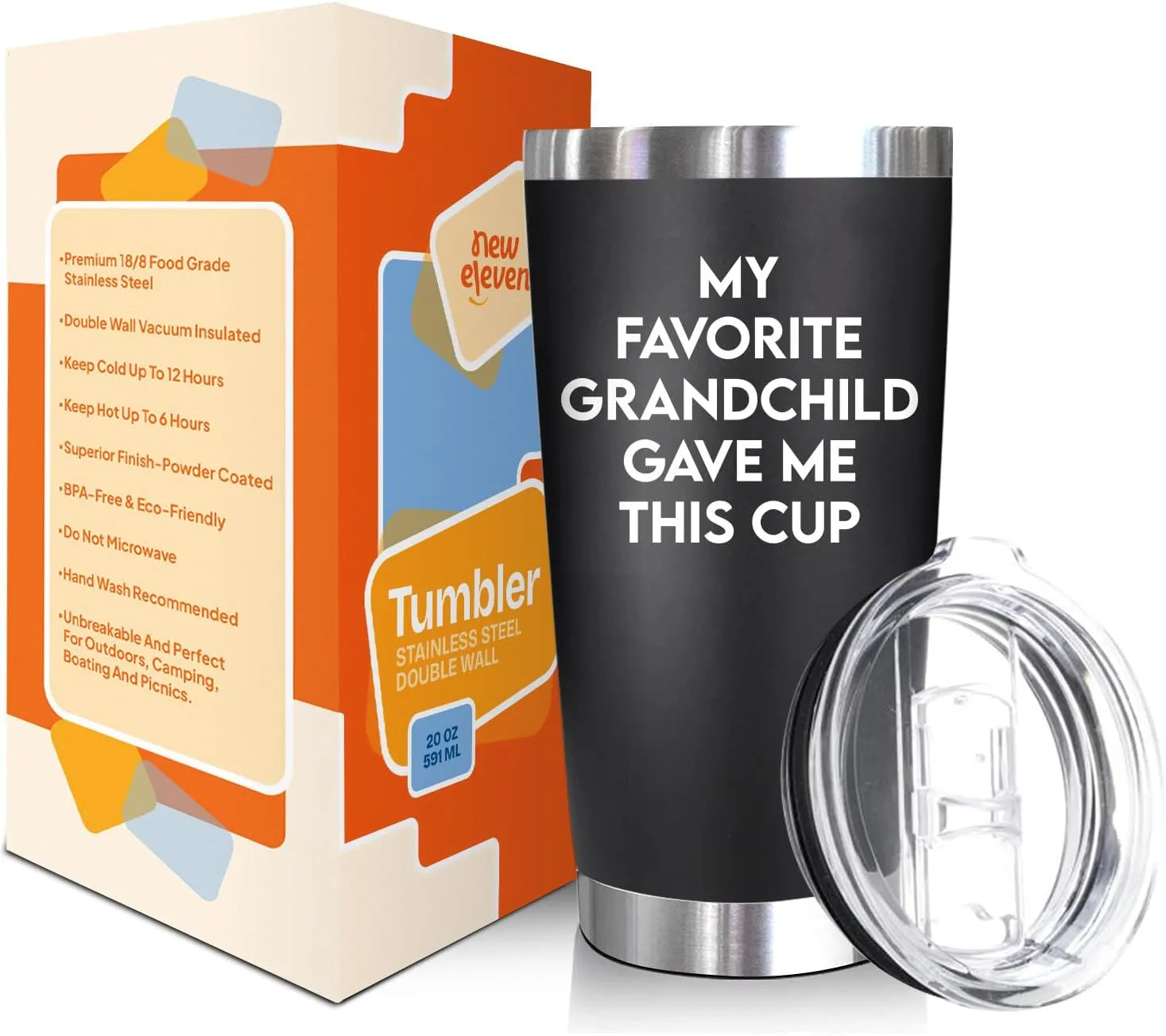 NewEleven Fathers Day Gift For Grandpa - Grandpa Gifts From Granddaughter, Grandson - Unique Birthday Present Ideas For Grandfather, New Granddad, Promoted To Granddad, Grandchildren - 20 Oz Tumbler