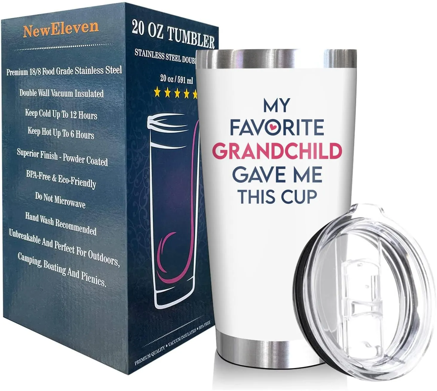 NewEleven Mothers Day Gifts For Grandma - Grandma Gifts From Granddaughter, Grandson - Birthday Gift For Grandmother, Nana, Gigi, Mimi, Grammy From Grandchildren, Grandchild - 20 Oz Tumbler