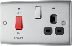 Nexus Metal 45A Cooker Control Unit with Switched 13A Power Socket, includes Power Indicators