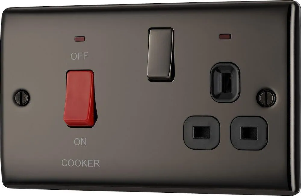 Nexus Metal 45A Cooker Control Unit with Switched 13A Power Socket, includes Power Indicators
