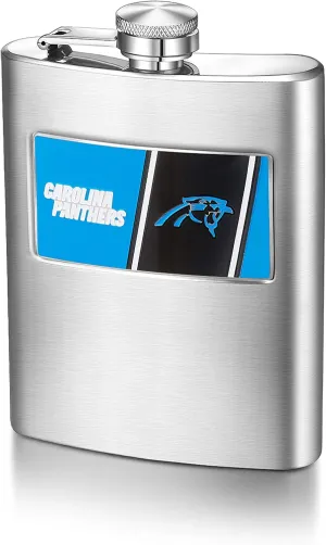 NFL Carolina Panthers 8-Ounce Matte Finished Stainless Steel Hip Flask with Rectangular Team Emblem and Funnel