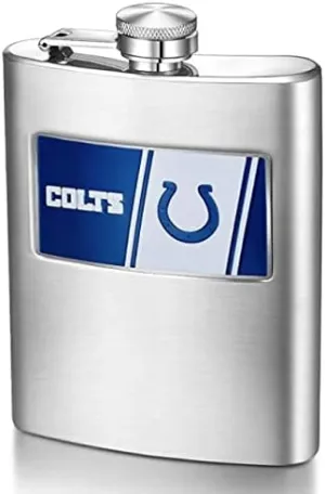 NFL Indianapolis Colts 8-Ounce Matte Finished Stainless Steel Hip Flask with Rectangular Team Emblem and Funnel