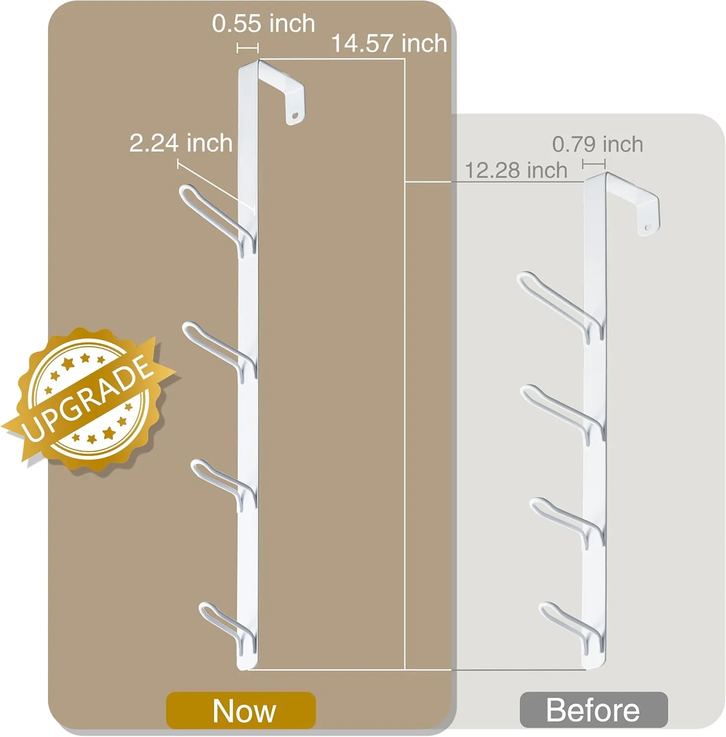niffgaff Over Door Towel Hooks: Space-Saving Overdoor Hanger Hook for Towels, Clothes, Coats – Vertical Storage Door Hook Organizer, Heavy-Duty Towel Hanger for Bathroom & Closet, White, 4pcs