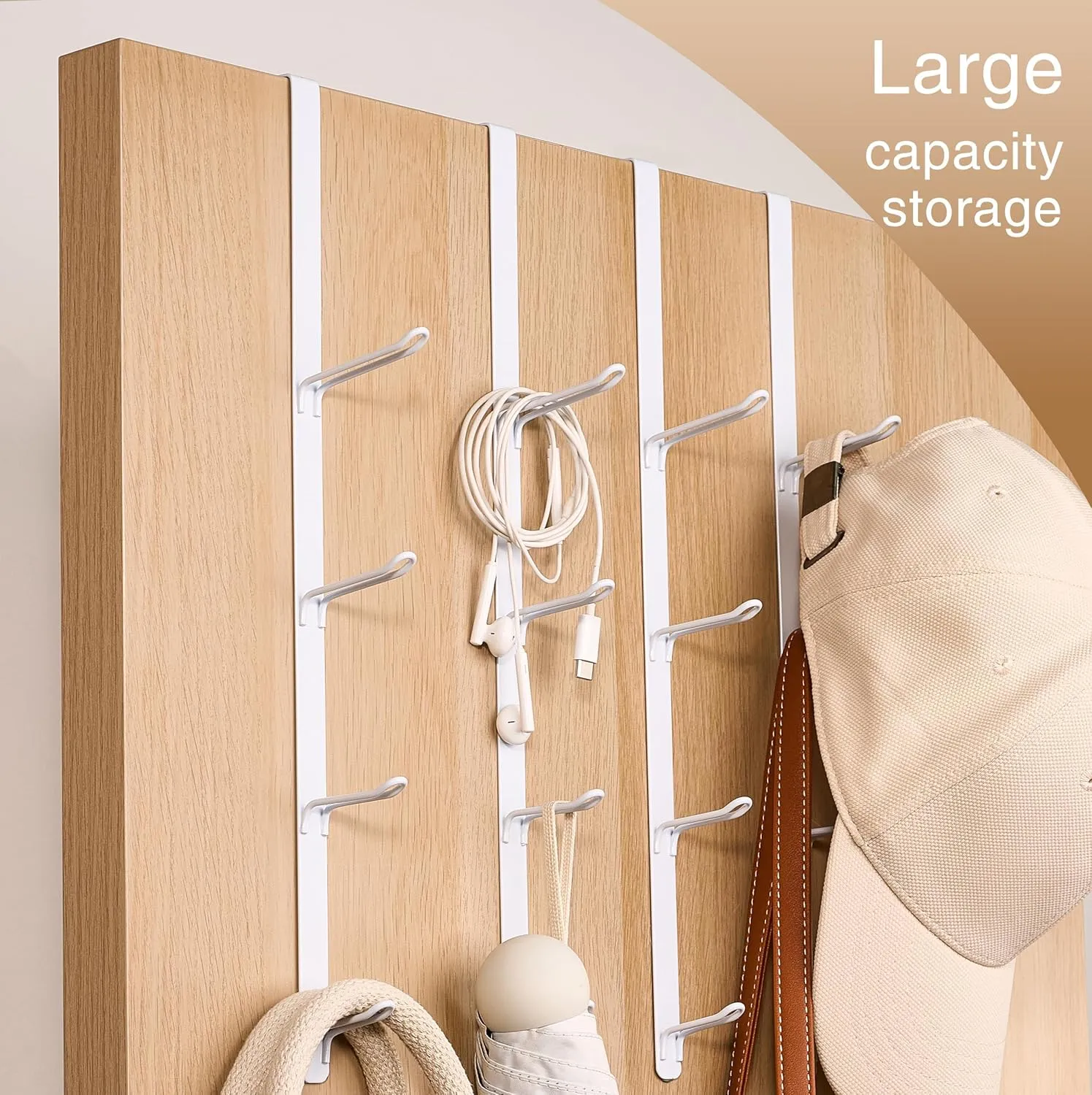 niffgaff Over Door Towel Hooks: Space-Saving Overdoor Hanger Hook for Towels, Clothes, Coats – Vertical Storage Door Hook Organizer, Heavy-Duty Towel Hanger for Bathroom & Closet, White, 4pcs