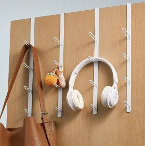 niffgaff Over Door Towel Hooks: Space-Saving Overdoor Hanger Hook for Towels, Clothes, Coats – Vertical Storage Door Hook Organizer, Heavy-Duty Towel Hanger for Bathroom & Closet, White, 4pcs