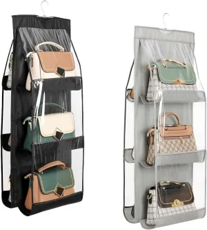 Non-Woven 6-Pocket Foldable Hanging Purse Organizer (Multi Colors, Pack Of 2)