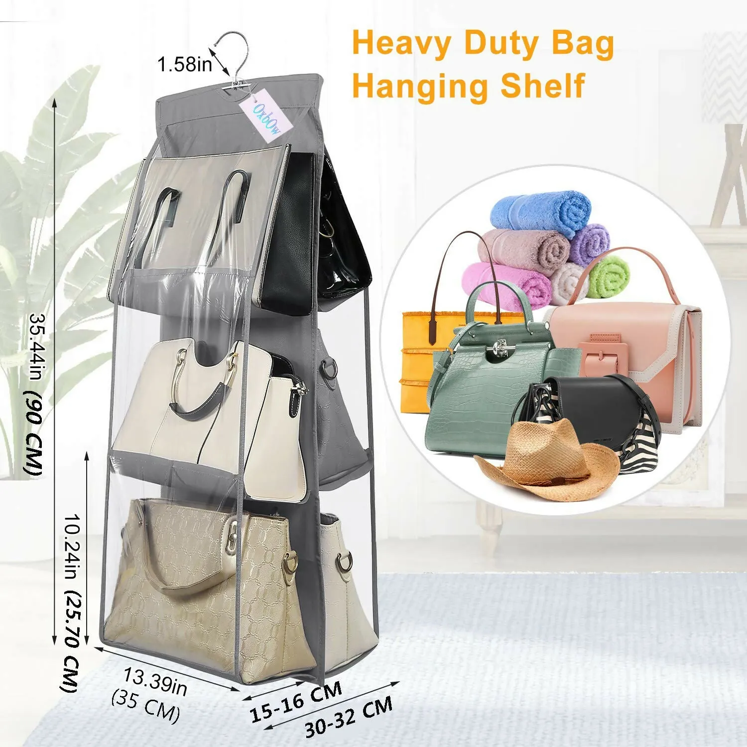 Non-Woven 6-Pocket Foldable Hanging Purse Organizer (Multi Colors, Pack Of 2)