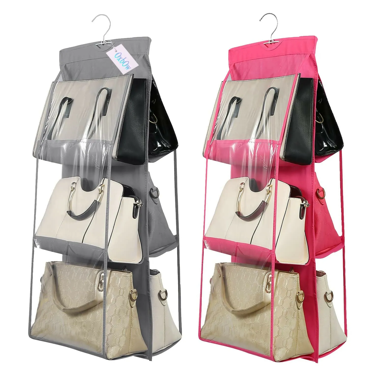 Non-Woven 6-Pocket Foldable Hanging Purse Organizer (Multi Colors, Pack Of 2)