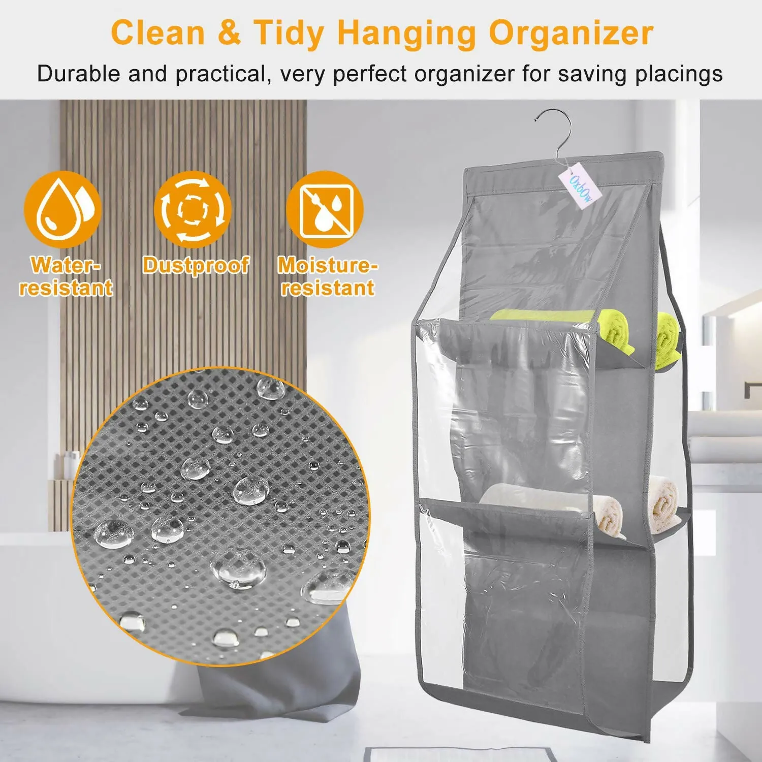 Non-Woven 6-Pocket Foldable Hanging Purse Organizer (Multi Colors, Pack Of 2)