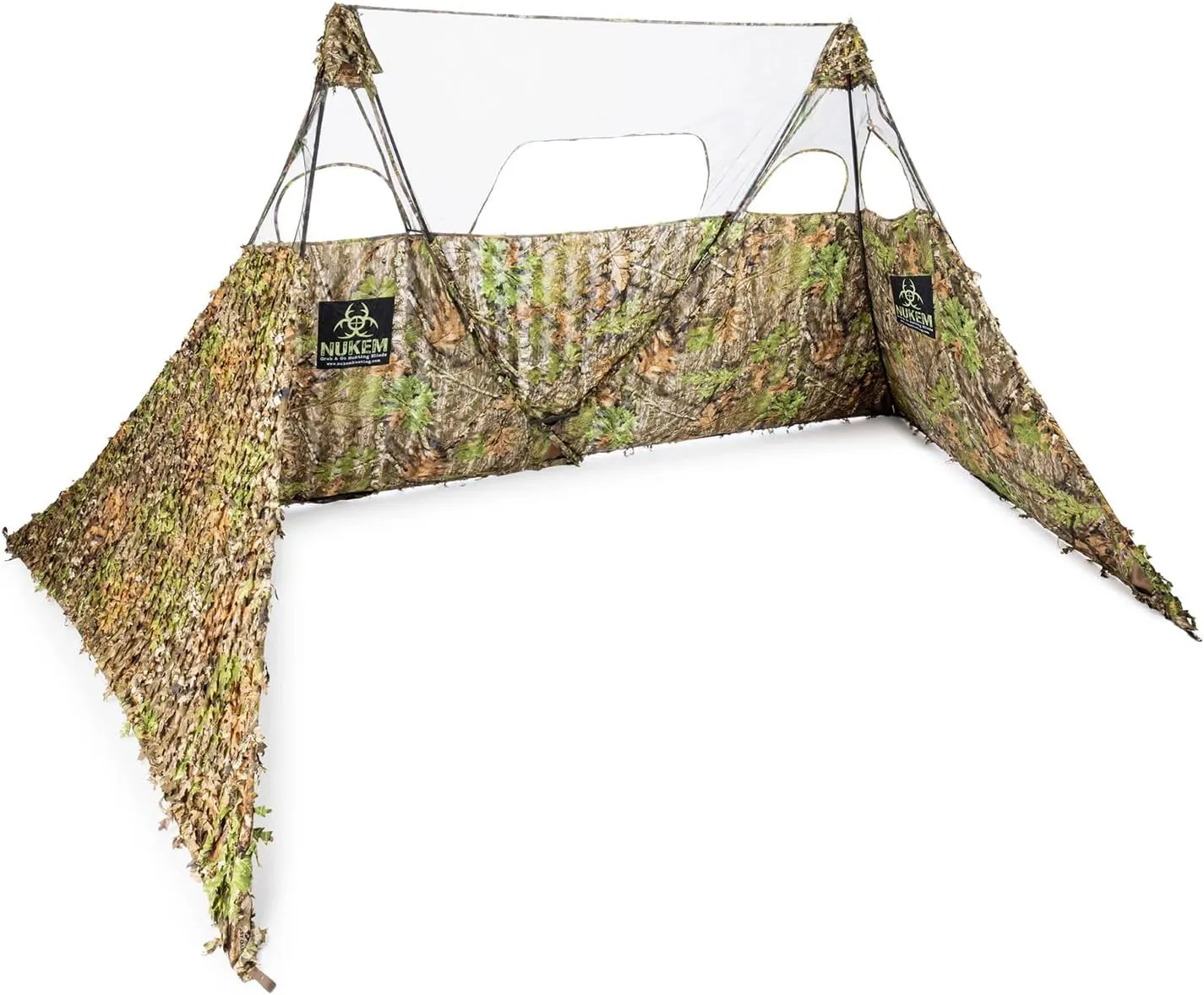 Nukem Grab & Go Hunting Ground Blind Double Up System - Mossy Oak Pattern - Lightweight & Portable - Provides Maximum Concealment