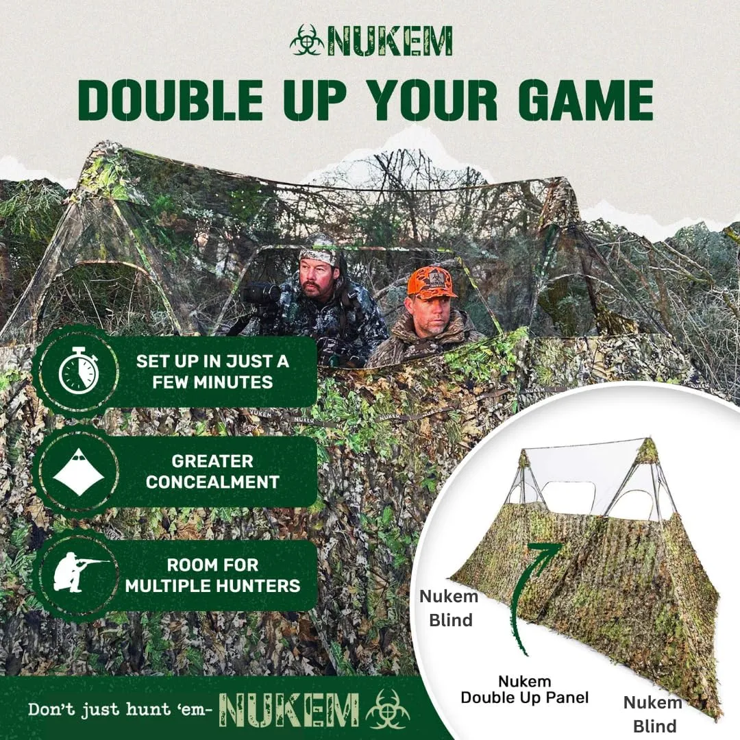 Nukem Grab & Go Hunting Ground Blind Double Up System - Mossy Oak Pattern - Lightweight & Portable - Provides Maximum Concealment