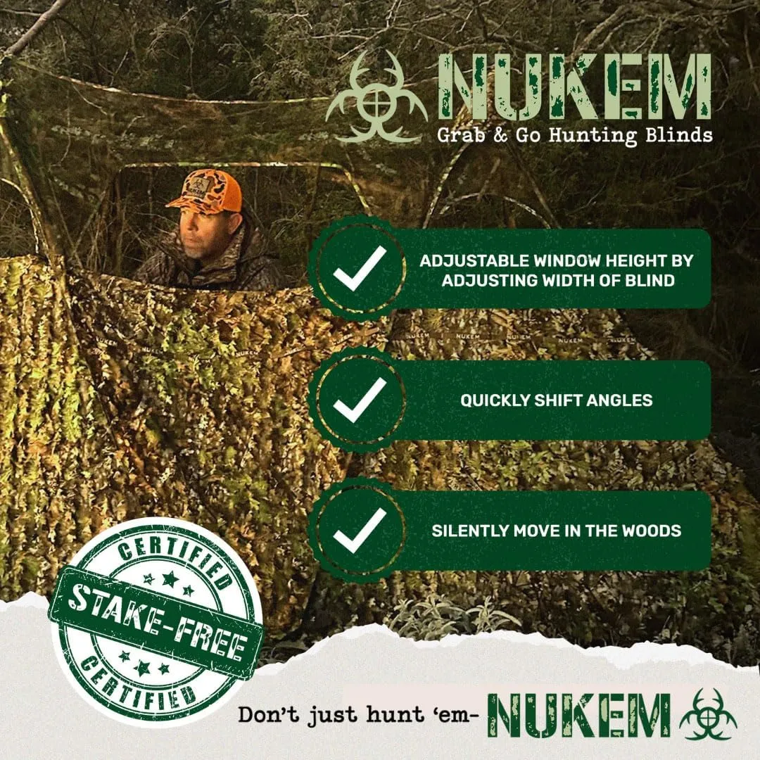Nukem Grab & Go Hunting Ground Blind Double Up System - Mossy Oak Pattern - Lightweight & Portable - Provides Maximum Concealment