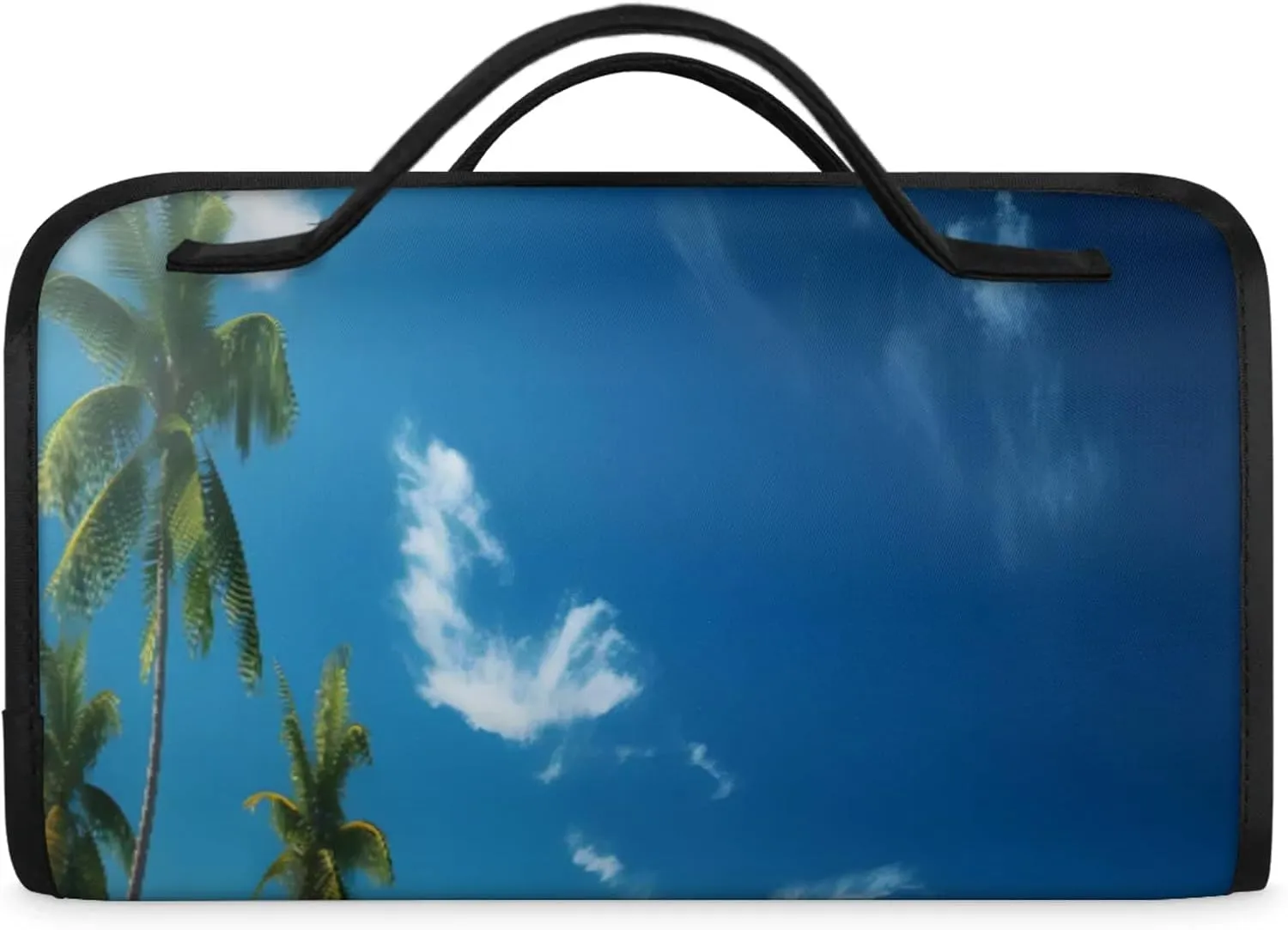 Ocean Water Beach Toiletry Bag Water Proof Travel Makeup Case Large Capacity 4 in 1 Foldable Cosmetics Storage for Women Men Removable Zipper Clear PVC Pockets