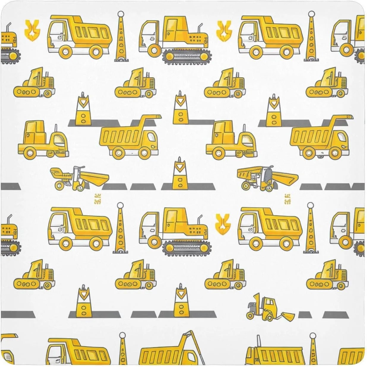 ODAWA Construction Vehicles Self Adhesive Cloth 17.7X17.7 Inch Makeup Wrap Cloth Bag Portable Cosmetic Bag for Travelling