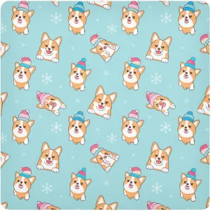ODAWA Cute Dogs Blue Self Adhesive Cloth 21.7X21.7 Inch Makeup Wrap Cloth Bag Wrap Protection for Camera and Lens