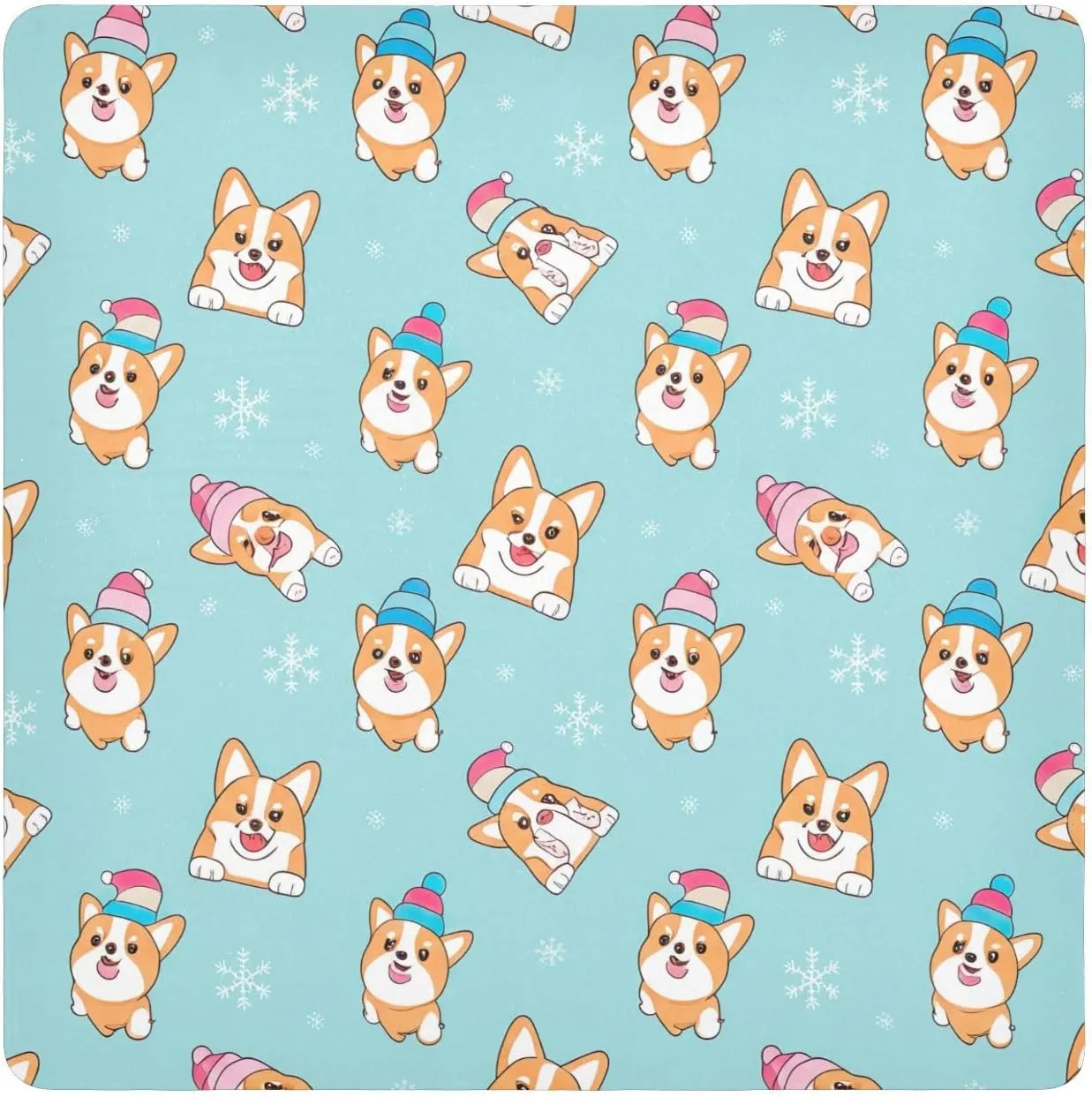 ODAWA Cute Dogs Blue Self Adhesive Cloth 21.7X21.7 Inch Makeup Wrap Cloth Bag Wrap Protection for Camera and Lens