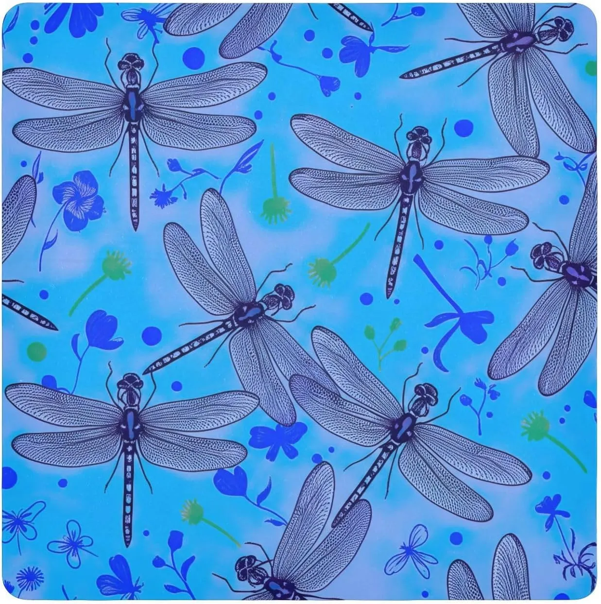 ODAWA Lens Protector Wrapper 17.7 In, Dragonflies Blue Daisies Travel Makeup Bag Organizer, Easy-Storage Magic Cloths for Camera