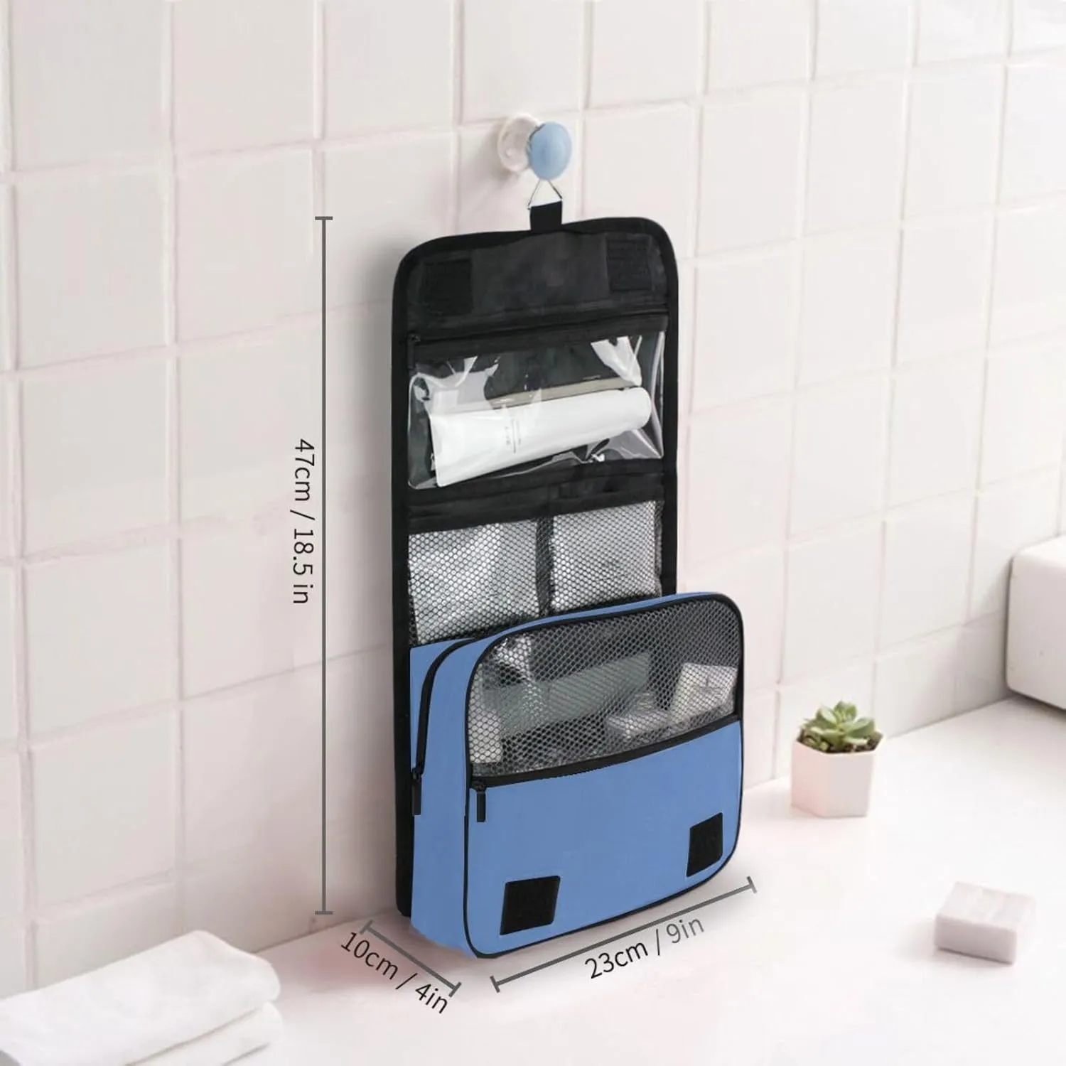 ODAWA Multi Compartment Toiletry Cosmetic Bag Pale Denim Waterproof Toiletries Bag