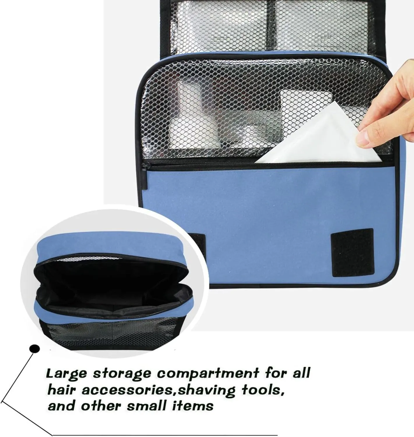 ODAWA Multi Compartment Toiletry Cosmetic Bag Pale Denim Waterproof Toiletries Bag