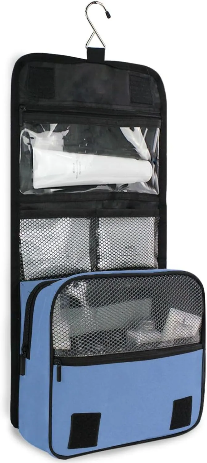 ODAWA Multi Compartment Toiletry Cosmetic Bag Pale Denim Waterproof Toiletries Bag