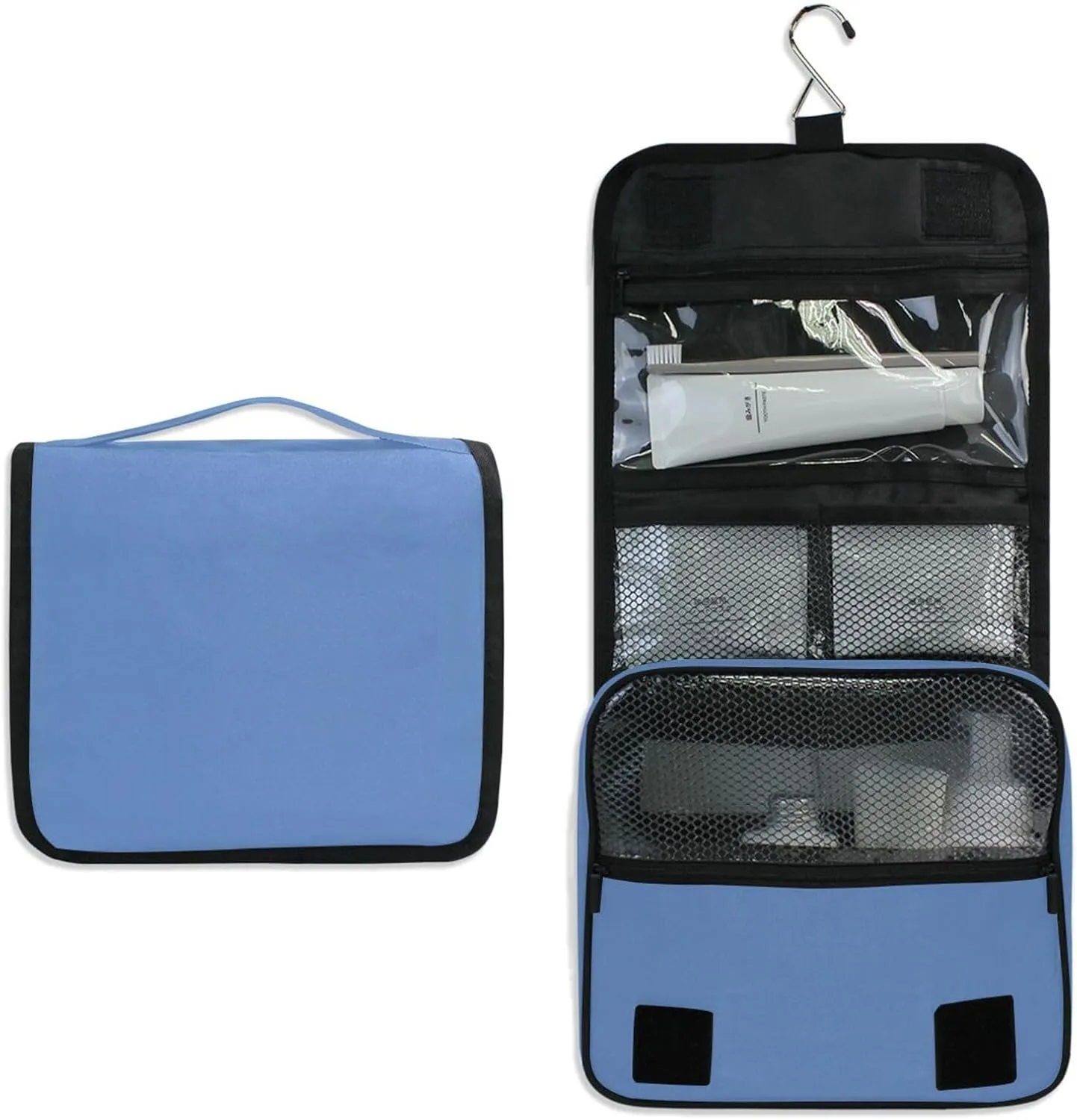 ODAWA Multi Compartment Toiletry Cosmetic Bag Pale Denim Waterproof Toiletries Bag