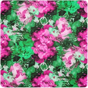 ODAWA Watercolor Roses Green Self-adhesive Cloth 17.7X17.7 Inch Makeup Wrap Cloth Bag Portable Cosmetic Bag for Travelling