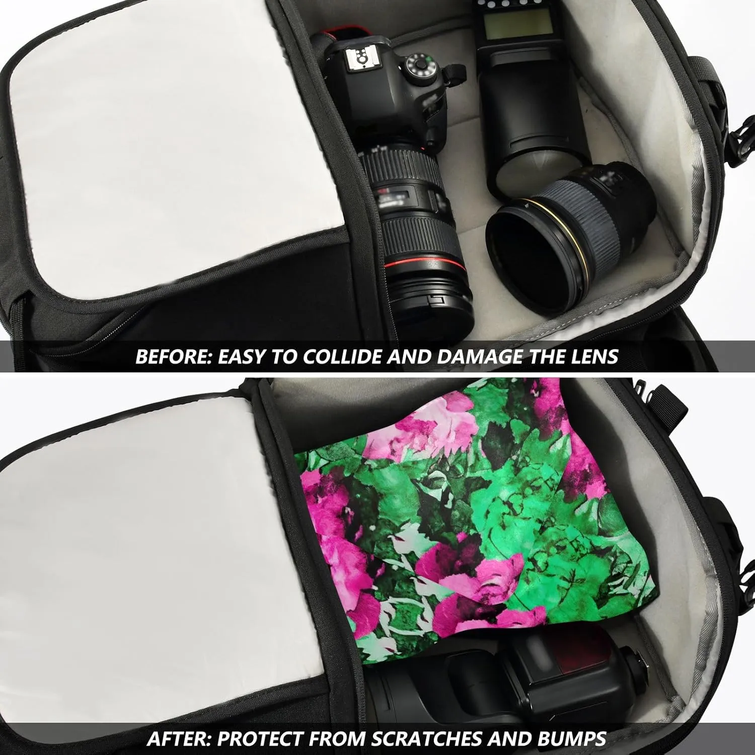 ODAWA Watercolor Roses Green Self-adhesive Cloth 17.7X17.7 Inch Makeup Wrap Cloth Bag Portable Cosmetic Bag for Travelling