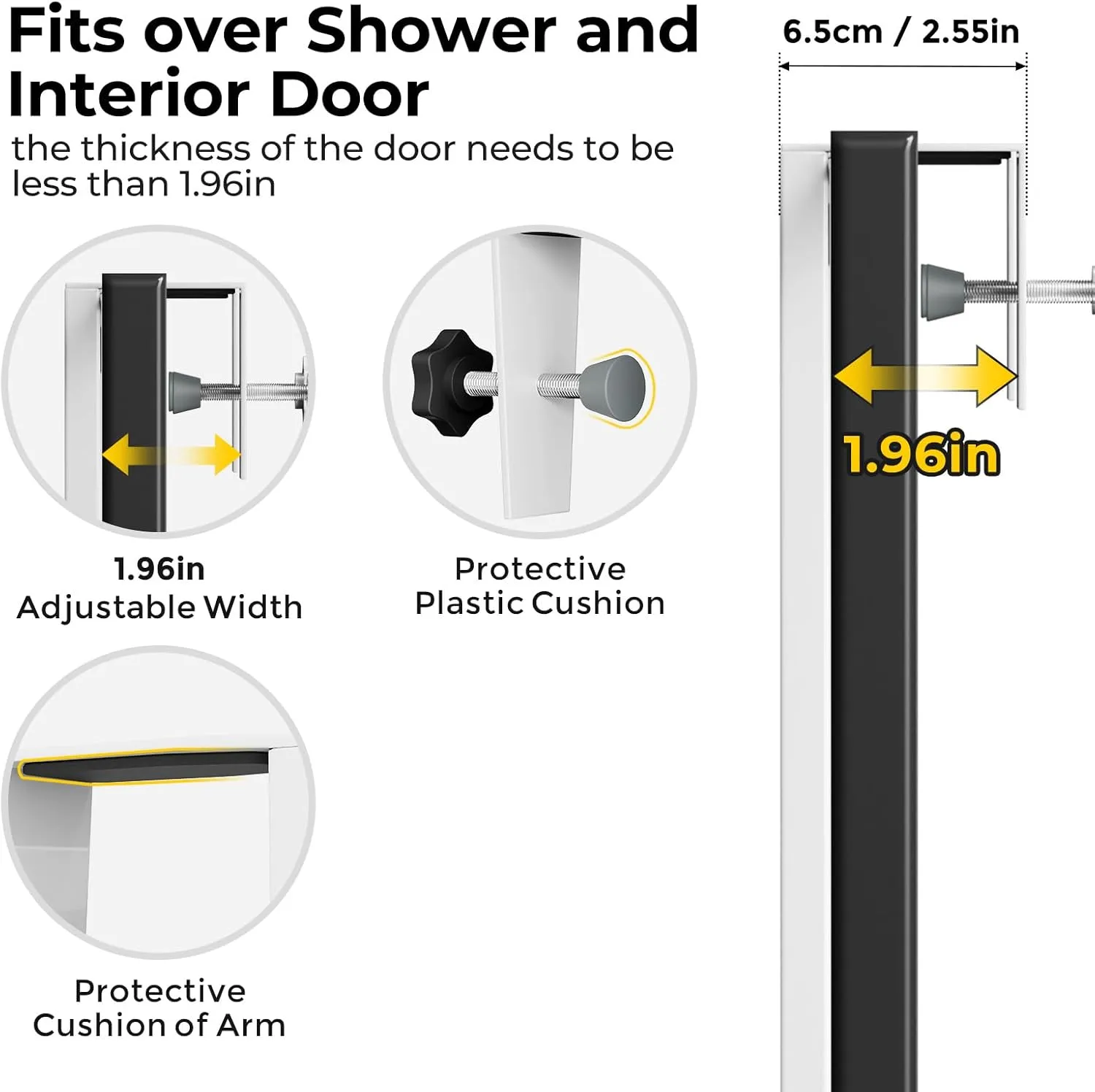 ODesign Over The Door Shower Caddy, 3-Tier Adjustable Hanging Shower Caddy with Soap Holder & 4 Hooks, Rustproof Bathroom Shower Organizer with Suction Cup, Shower Rack for Shampoo Razor - White