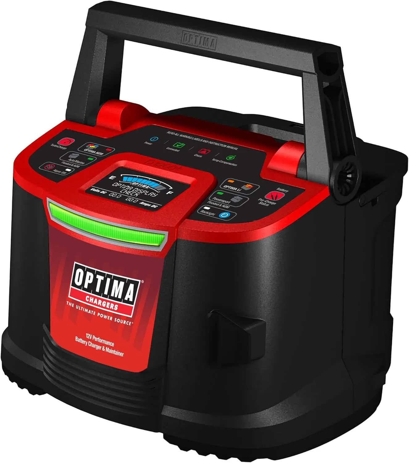 OPTIMA D1200  12 Volt Performance Battery Charger and Maintainer for 12v Starting Batteries Including OPTIMA Hypercore Lithium, AGM and Flooded Batteries