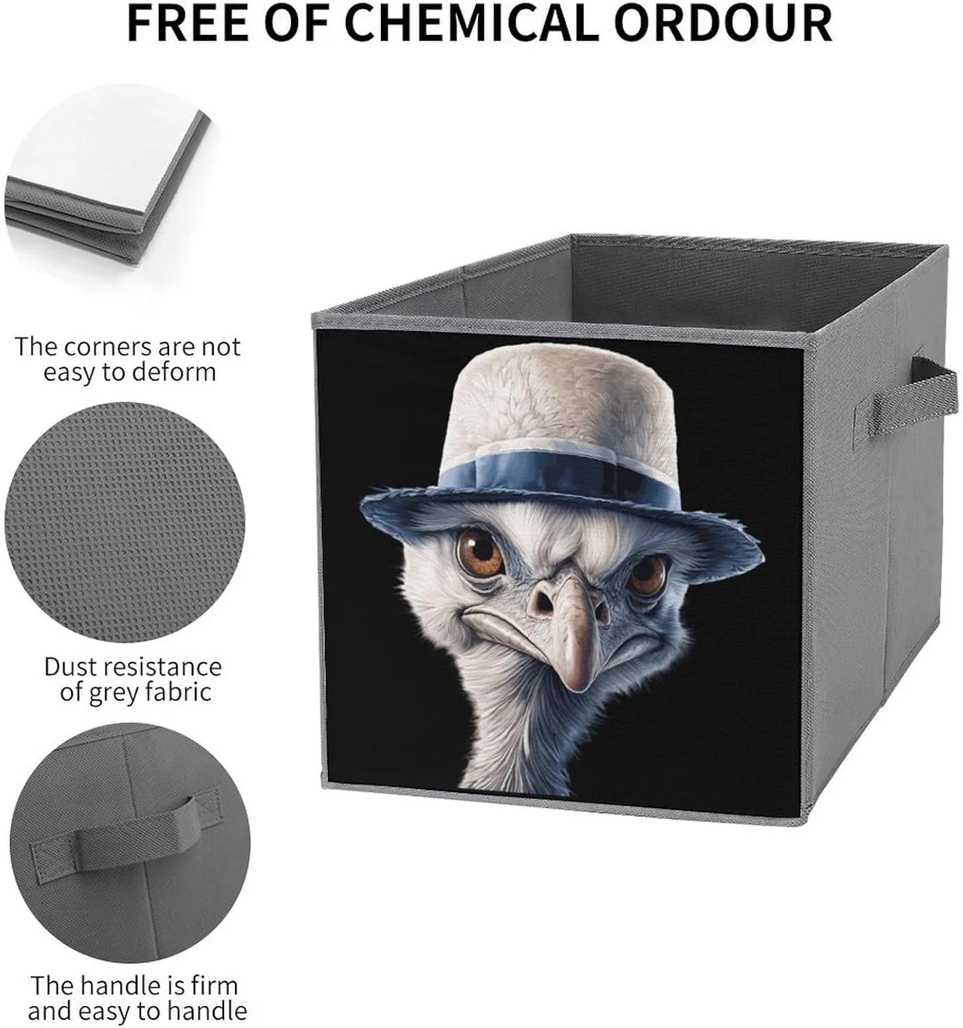 Ostrich-1 Foldable Storage Cubes Organizers Storage Bins Square Storage Baskets with Handles 1PCS