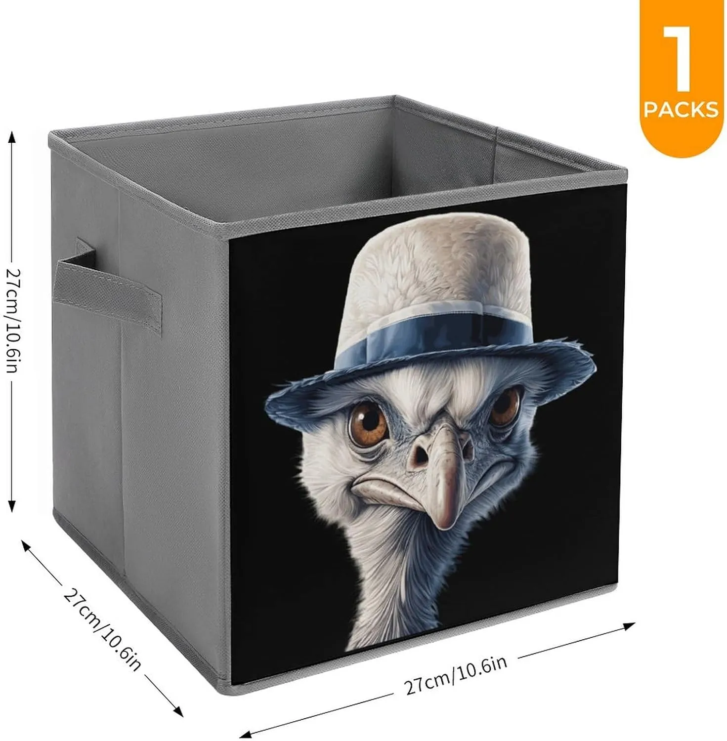 Ostrich-1 Foldable Storage Cubes Organizers Storage Bins Square Storage Baskets with Handles 1PCS