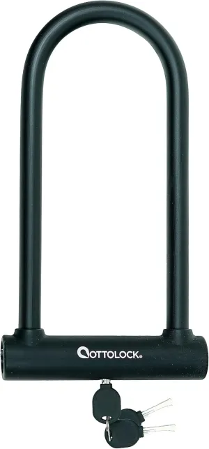OTTOLOCK Sidekick XL Full-Size U-Lock - Heavy Duty Anti Theft Bicycle U-Lock with Keys, Silicone-Coated, Bike Accessories, Black